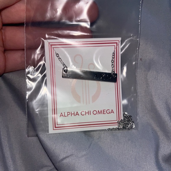 Jewelry - Alpha Chi Omega sorority silver necklace axo